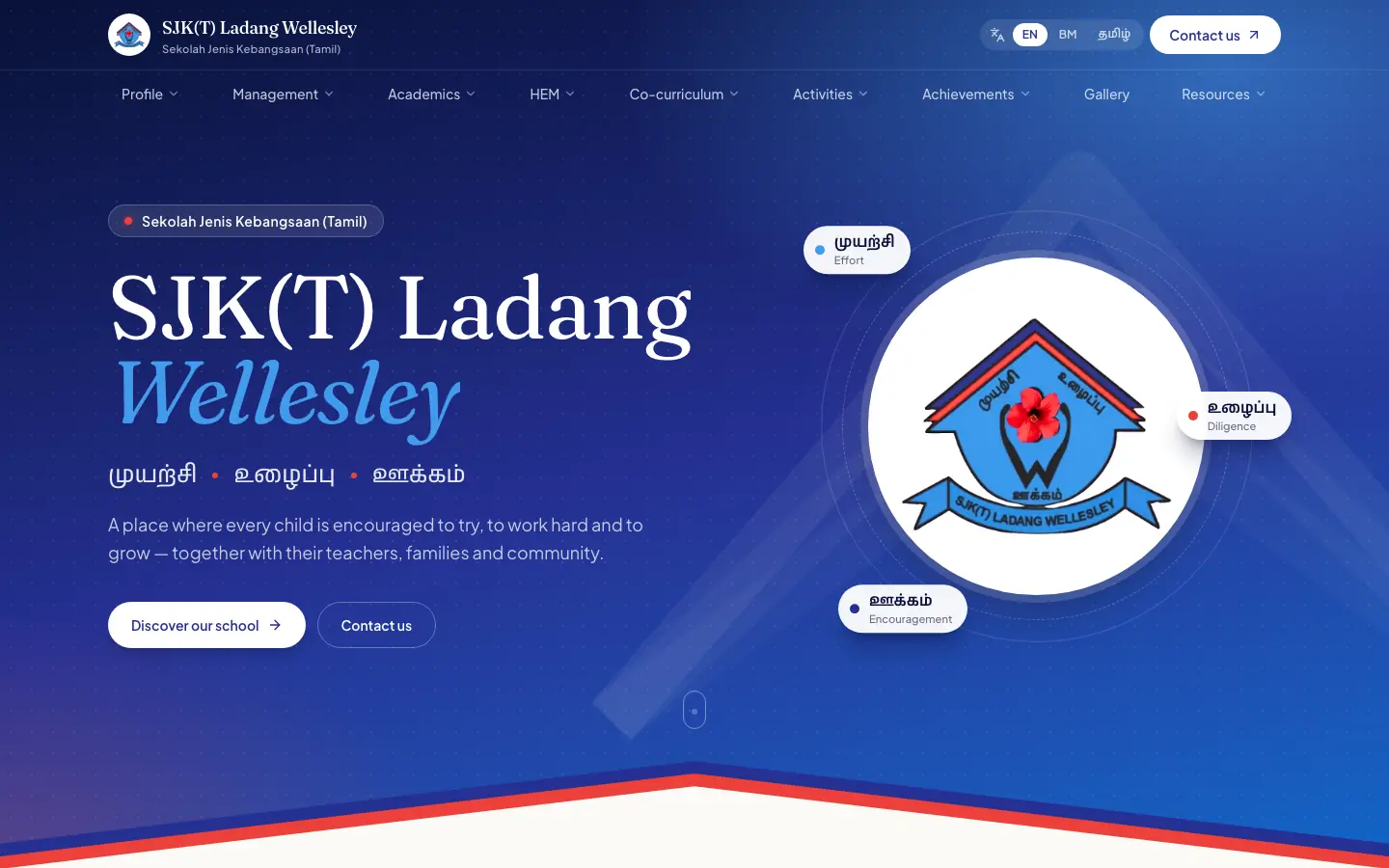 The home page of SJK(T) Ladang Wellesley's website